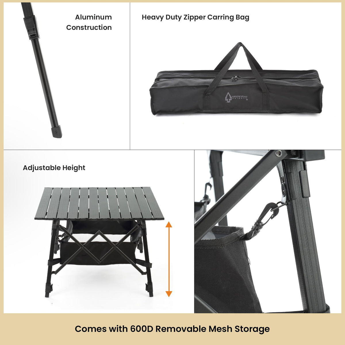 39 in Aluminum Folding Camp Table P848978