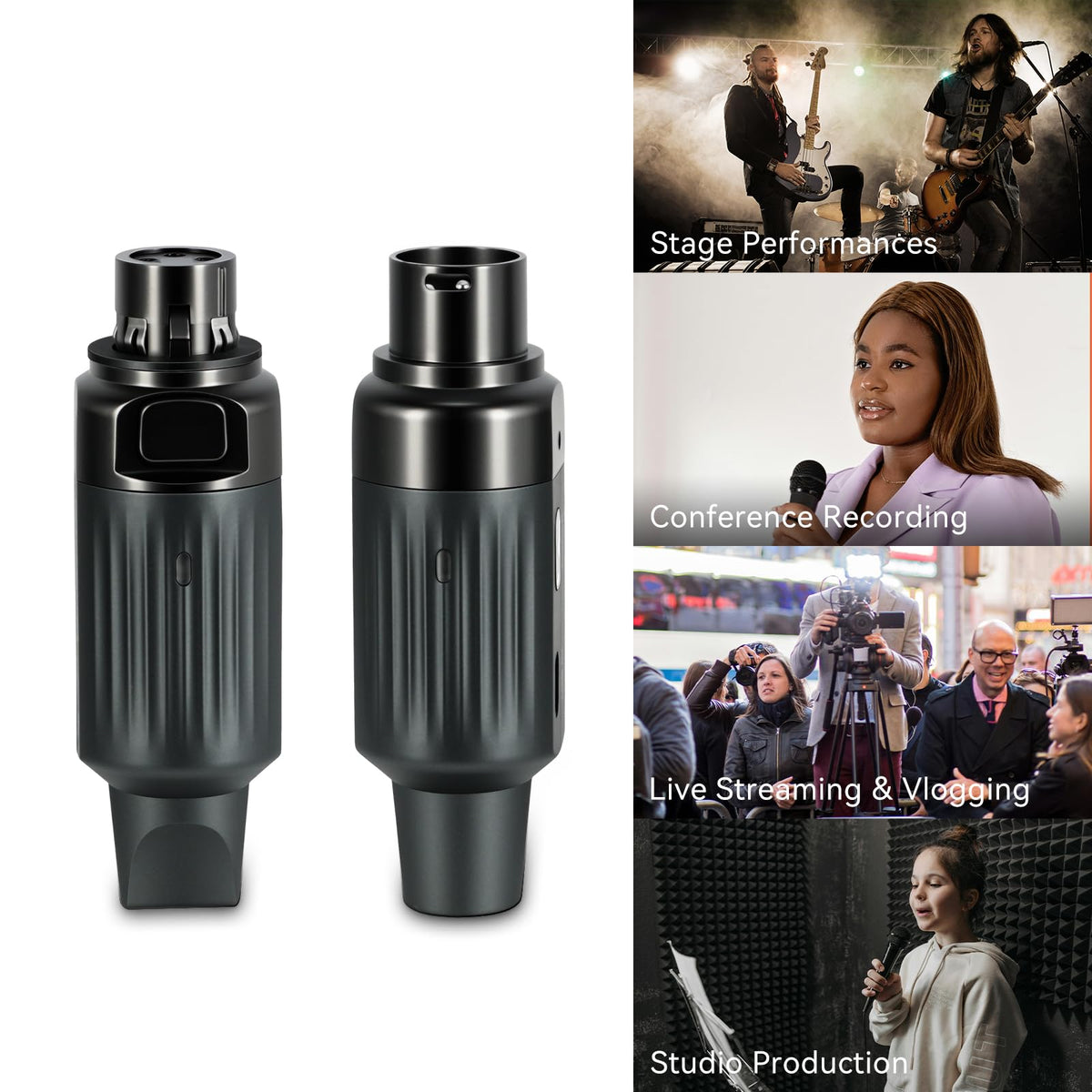 Wireless XLR Transmitter and Receiver for Microphones, 7-Channels 130ft Range, 2.4GHz Auto-Sync, Black Q180