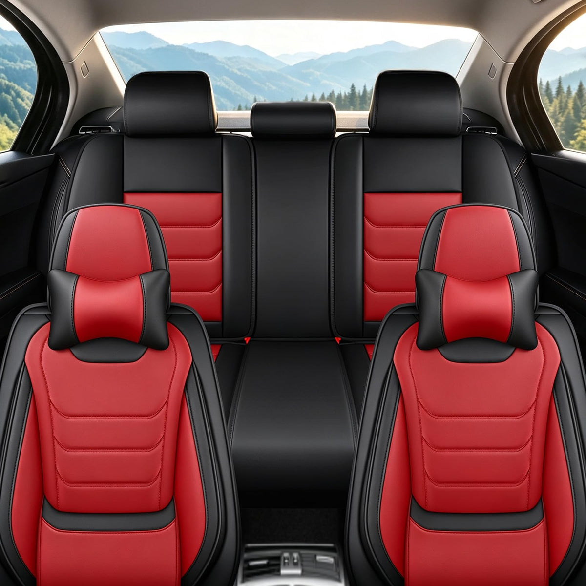 Black Red Seat Covers Full Set C684724
