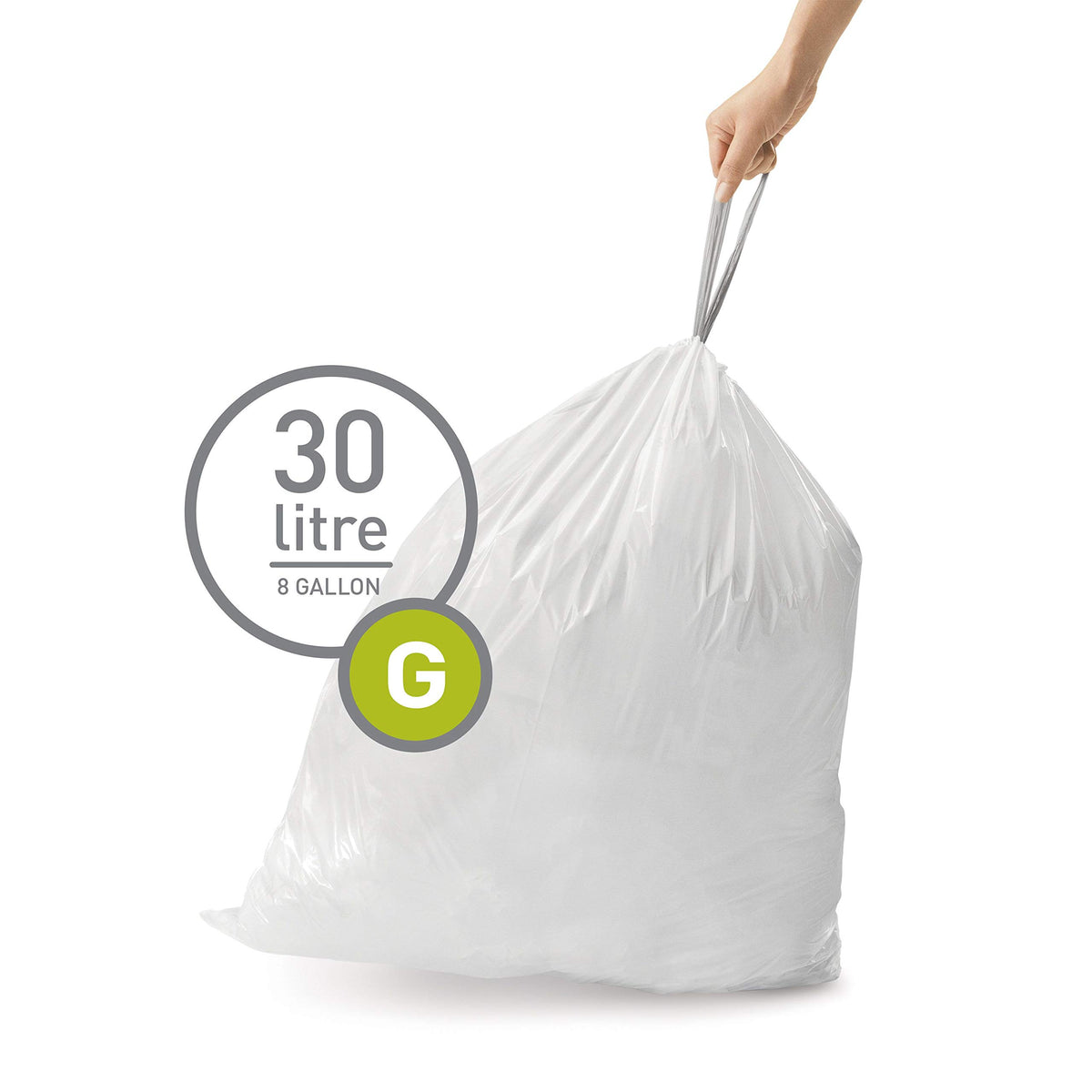 White Drawstring Trash Bags, 100 Count C618