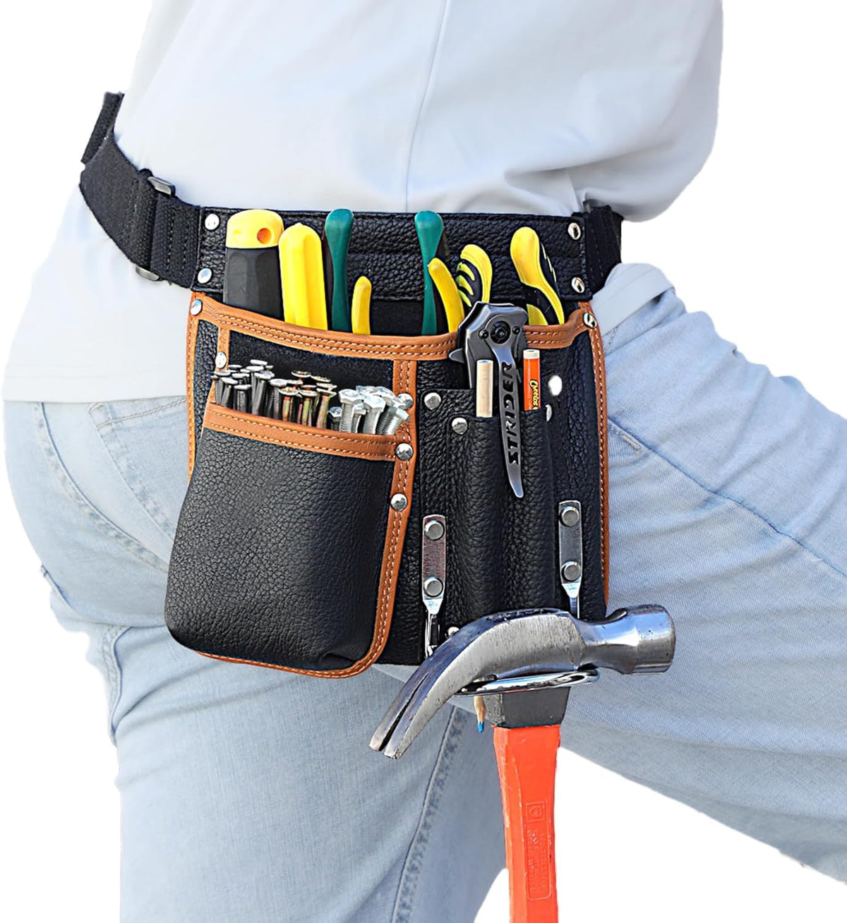 Genuine Leather Adjustable Tool Belt Pouch U321
