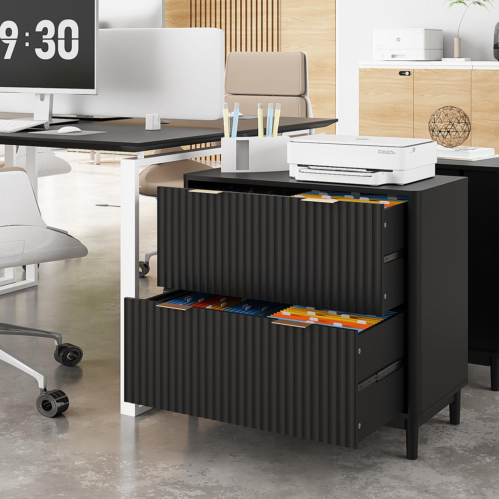 Black 2 Drawer Wood File Cabinet E53658