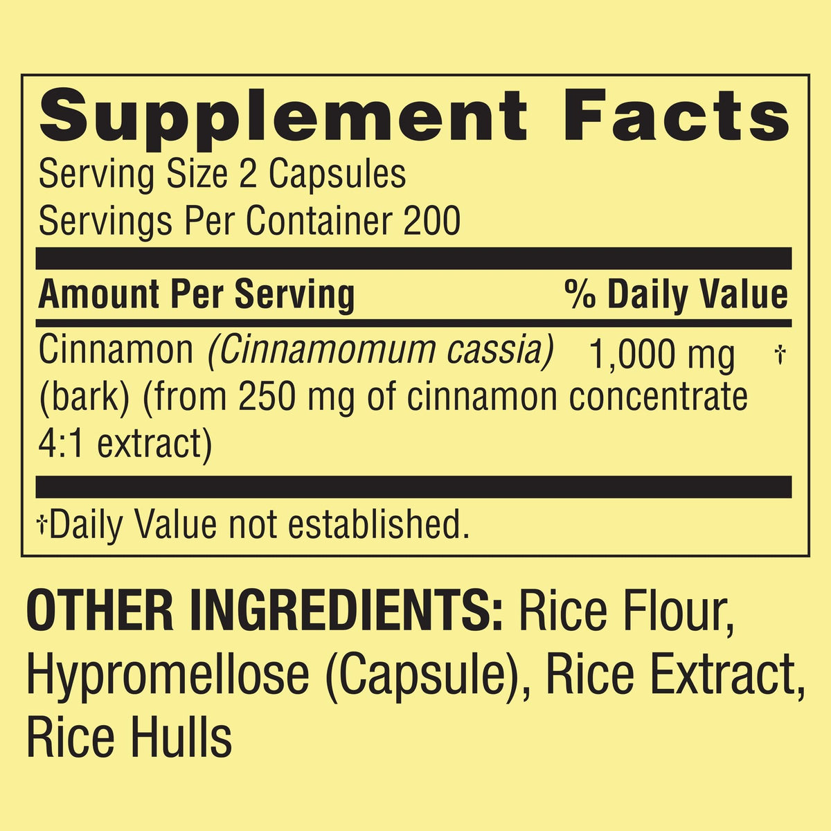 Cinnamon 1000 mg Vegetarian Capsules Herbal Supplement G135673