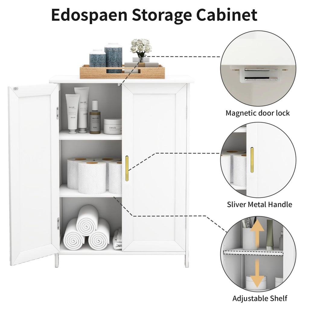 White 2 Door Bathroom Floor Storage Cabinet S1781