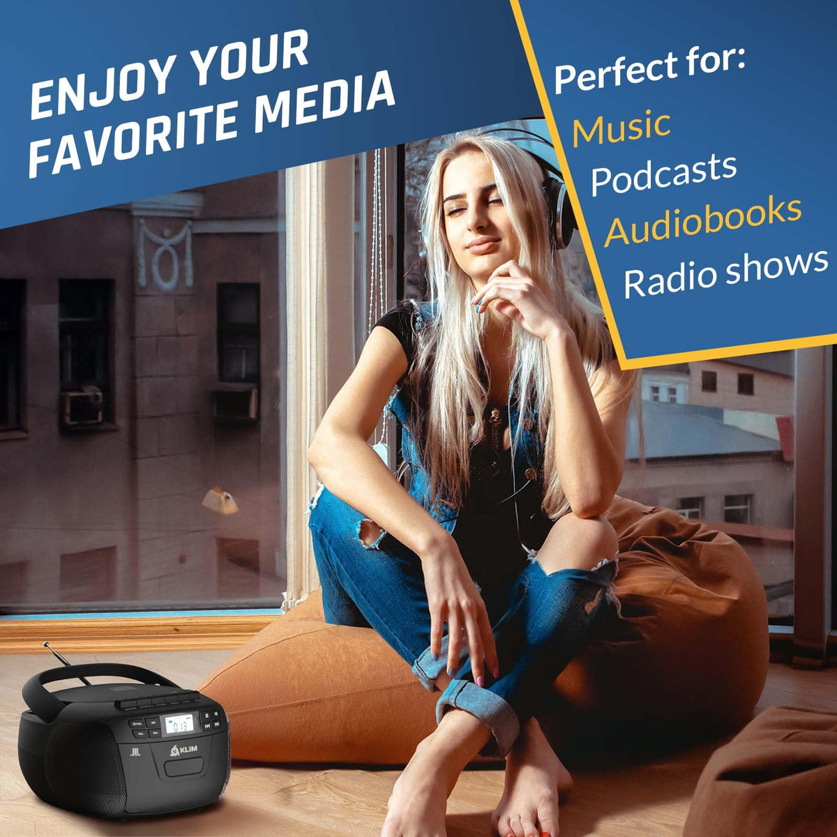 CD Cassette Player with Bluetooth Boombox I68704