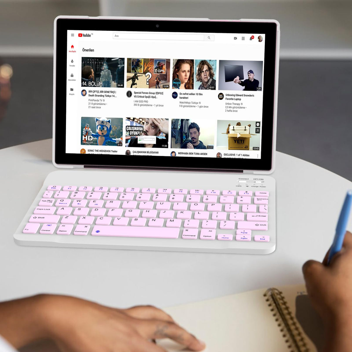 10 Inch Android Tablet with Keyboard Mouse Case Stylus Pink H602