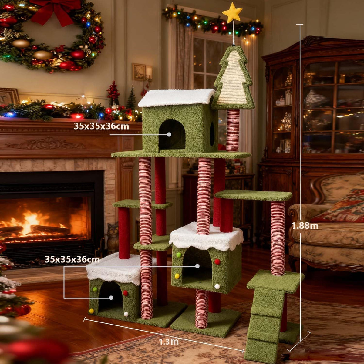 70.8" Cat Tree Tower with Scratching Post & Ladder D99879