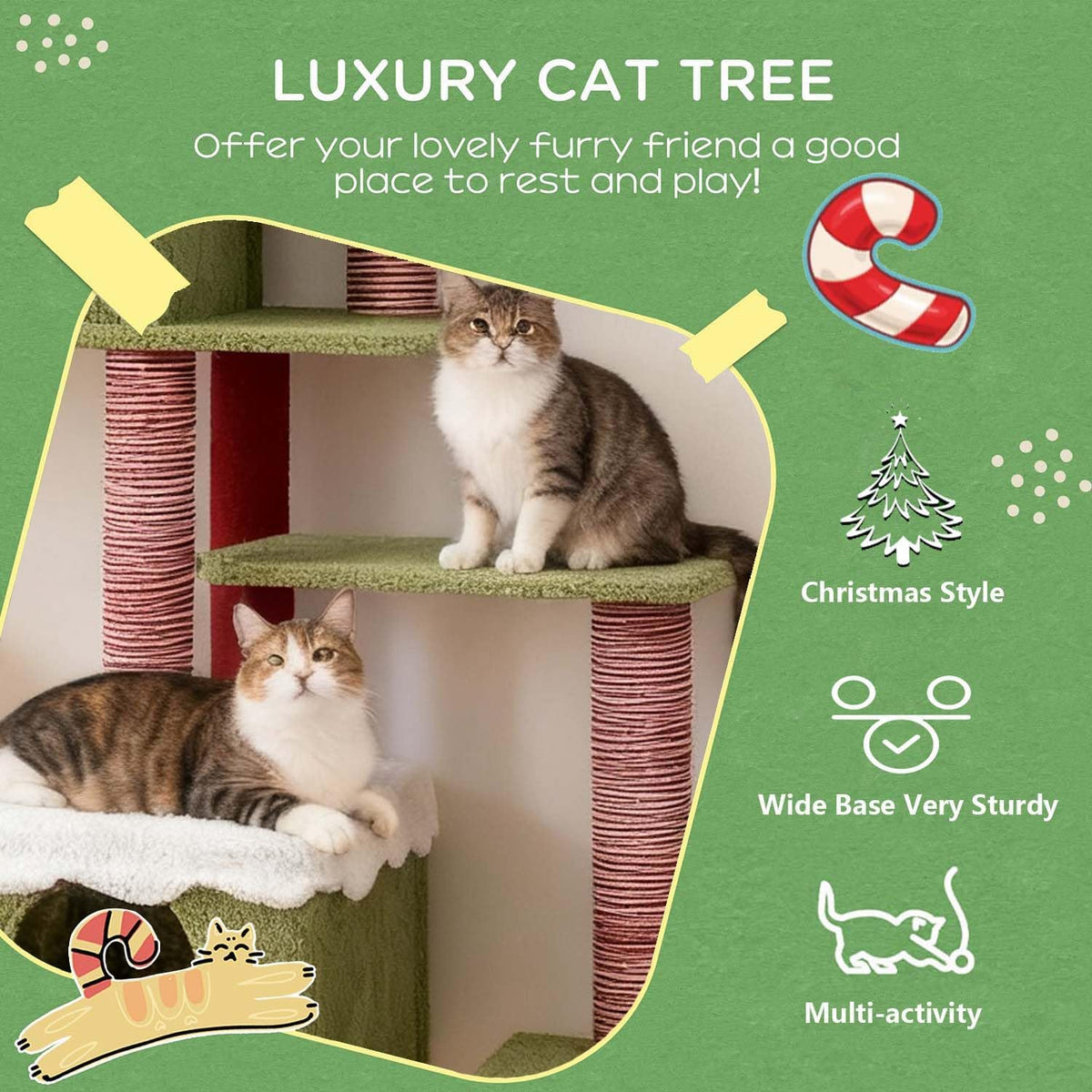70.8" Cat Tree Tower with Scratching Post & Ladder D99879