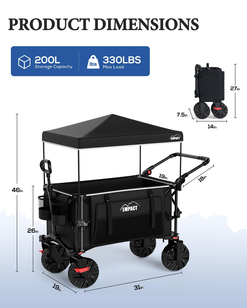 Foldable Push Wagon with Canopy G960