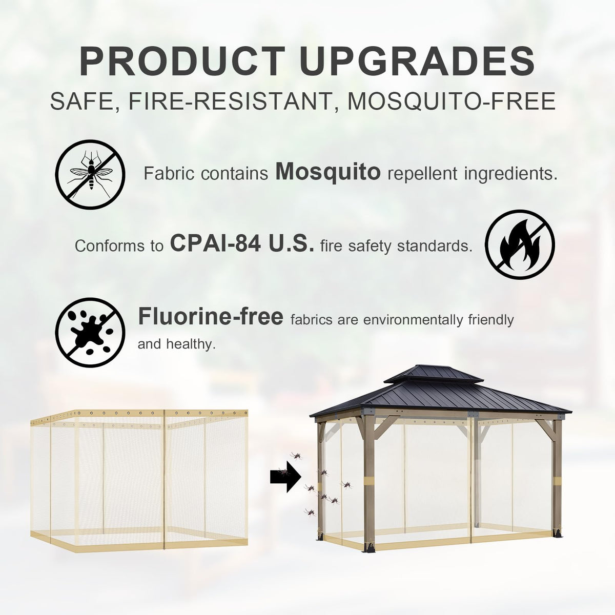 12'x14' Mosquito Netting Screen for Gazebo M95710