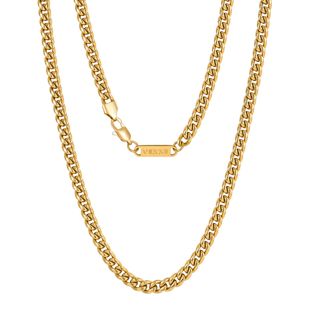 Gold Chain 18K Gold Filled Cuban Link 316L Stainless Steel Necklace F280