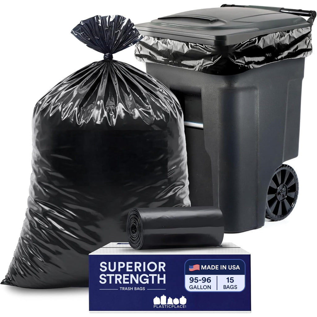 95-96 Gallon Heavy Duty Black Trash Bags X2813