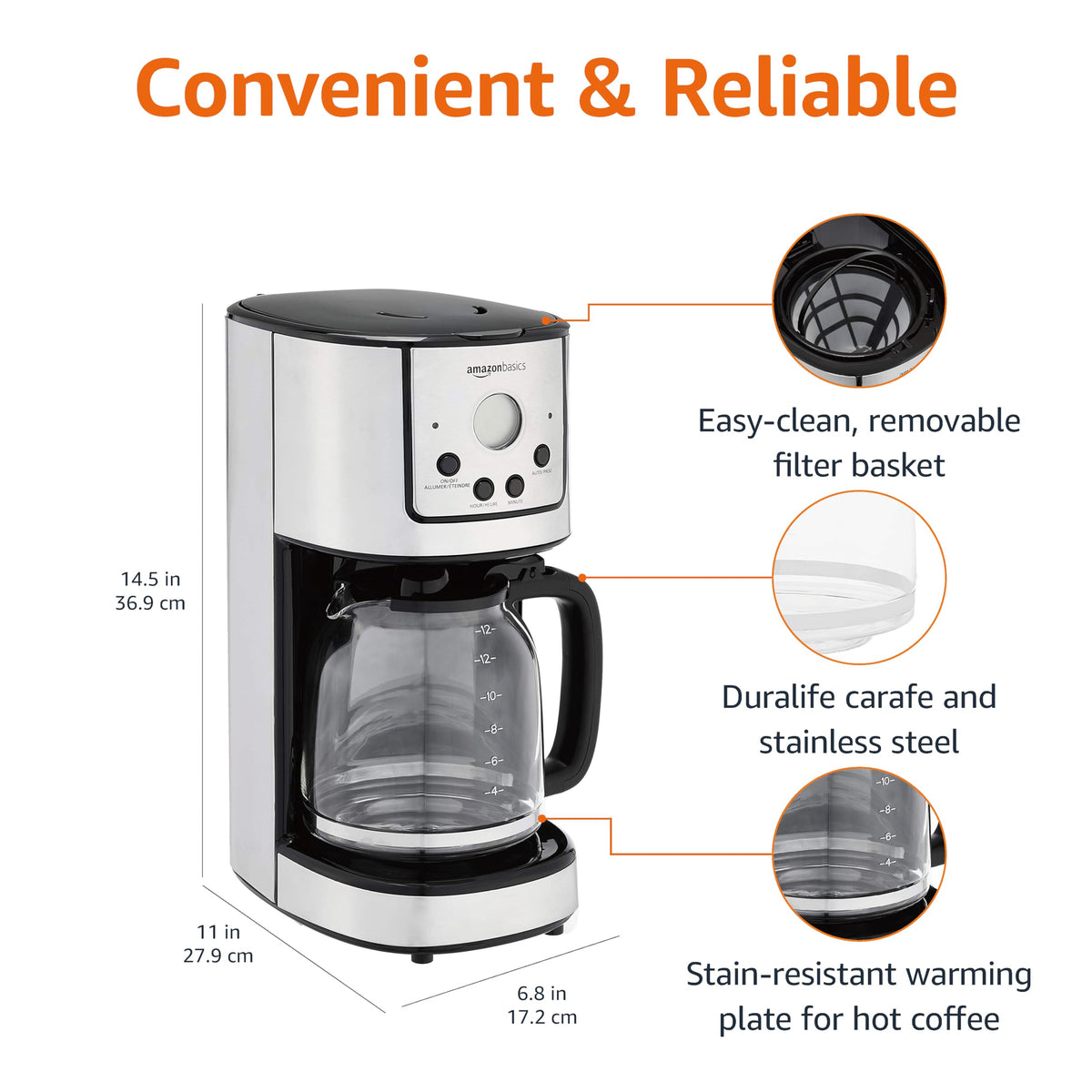 12 Cup Stainless Steel Programmable Coffeemaker C66157