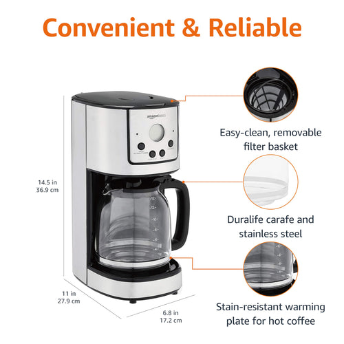 12 Cup Stainless Steel Programmable Coffeemaker C66157