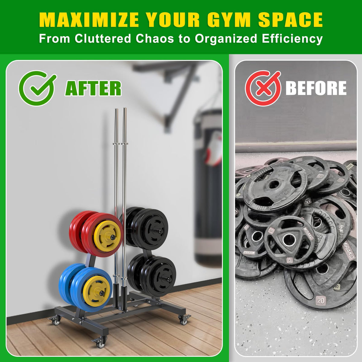 2" Olympic Weight Plate Tree Rack and Barbell Holders O3823