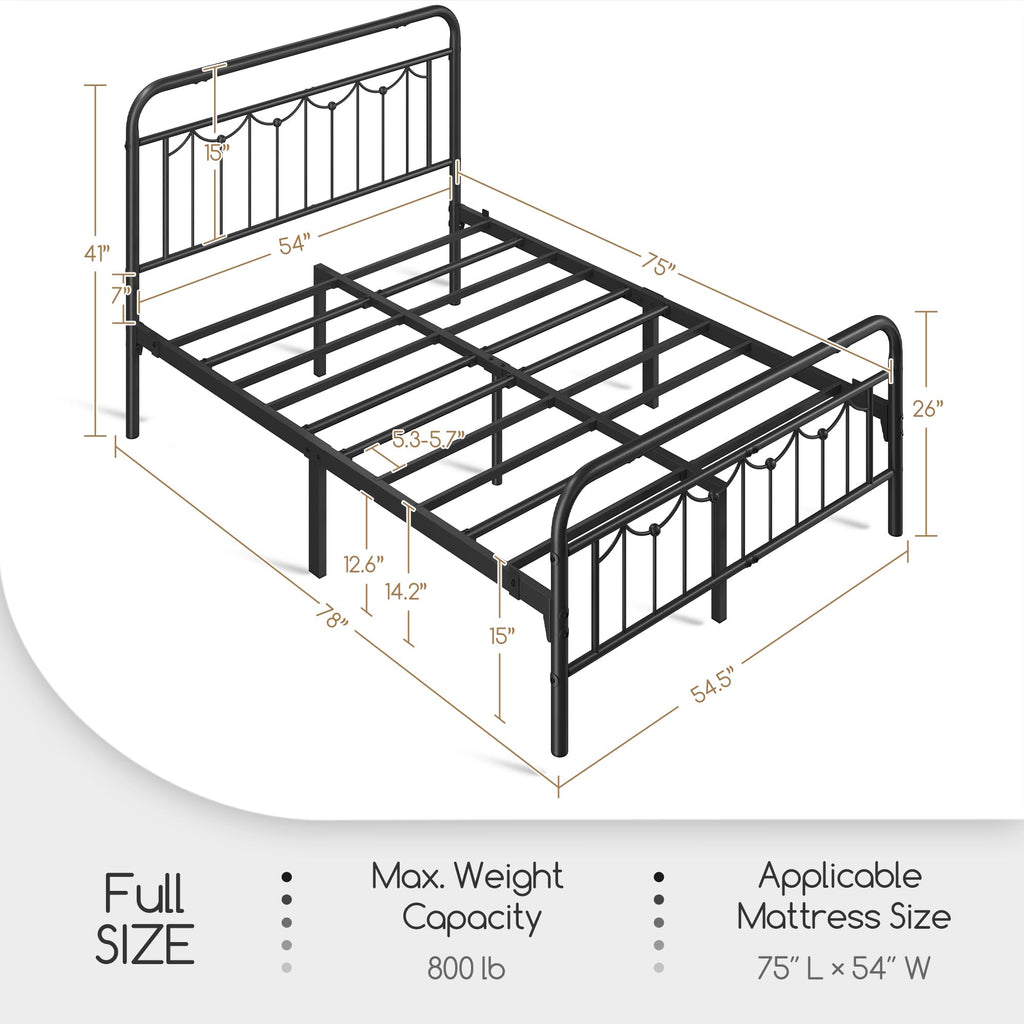 Black Metal Bed Frame with Spindle Headboard D269748