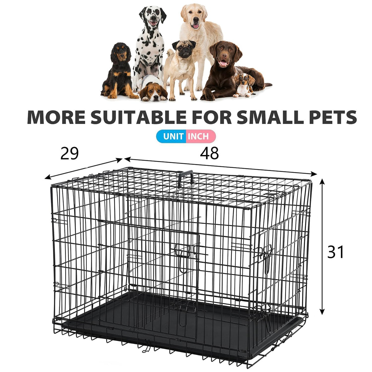 Black Foldable Metal Dog Crate W5890