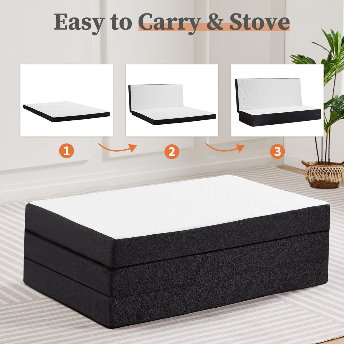 3 Inch Memory Foam Tri-fold Mattress T552