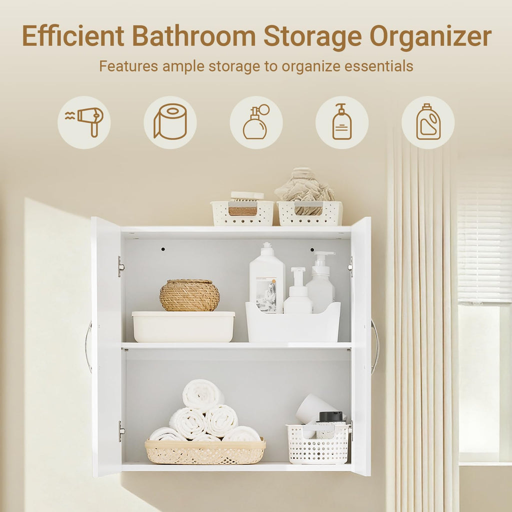 White Wall Cabinet with Shelf D839