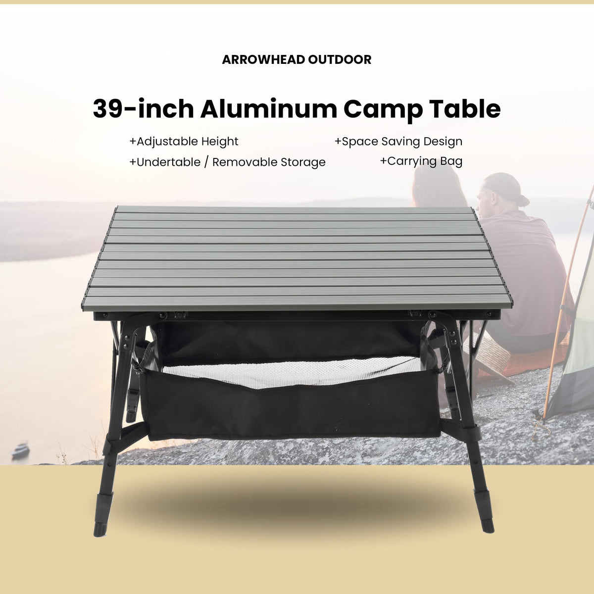39 in Aluminum Folding Camp Table P848978
