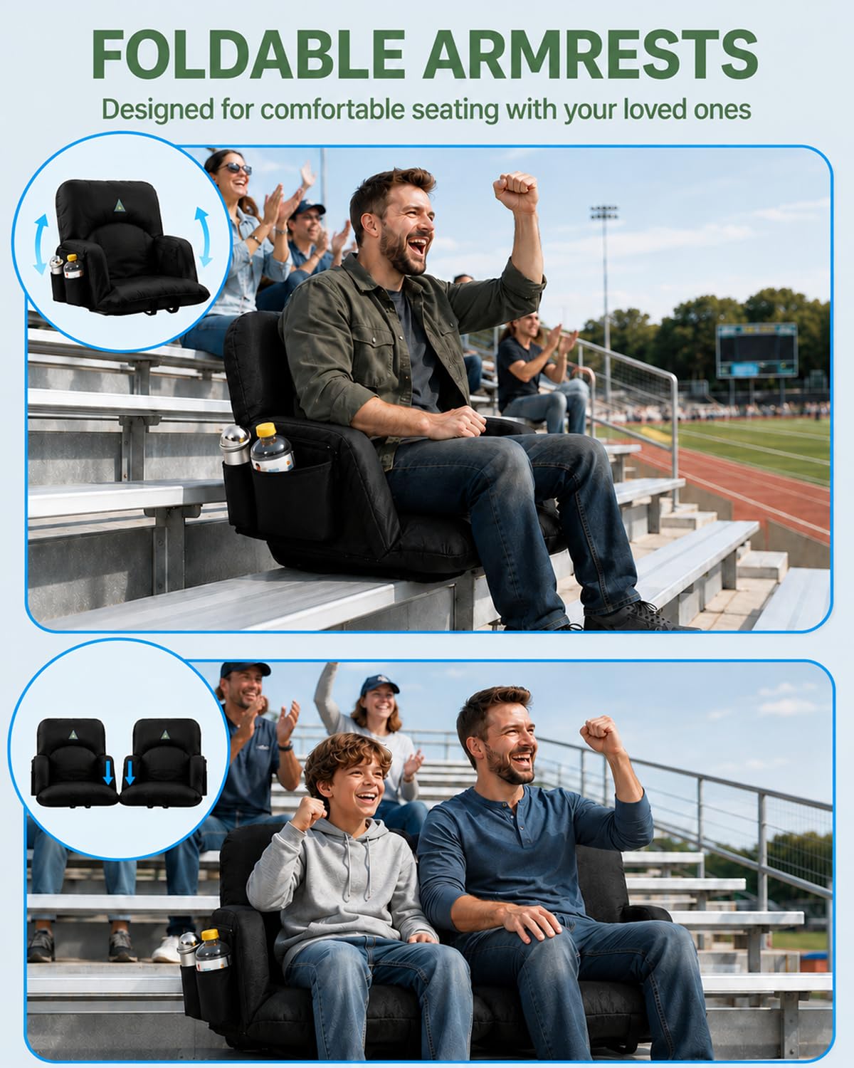 25" Wide Stadium Seats with Armrests & Back Support C994