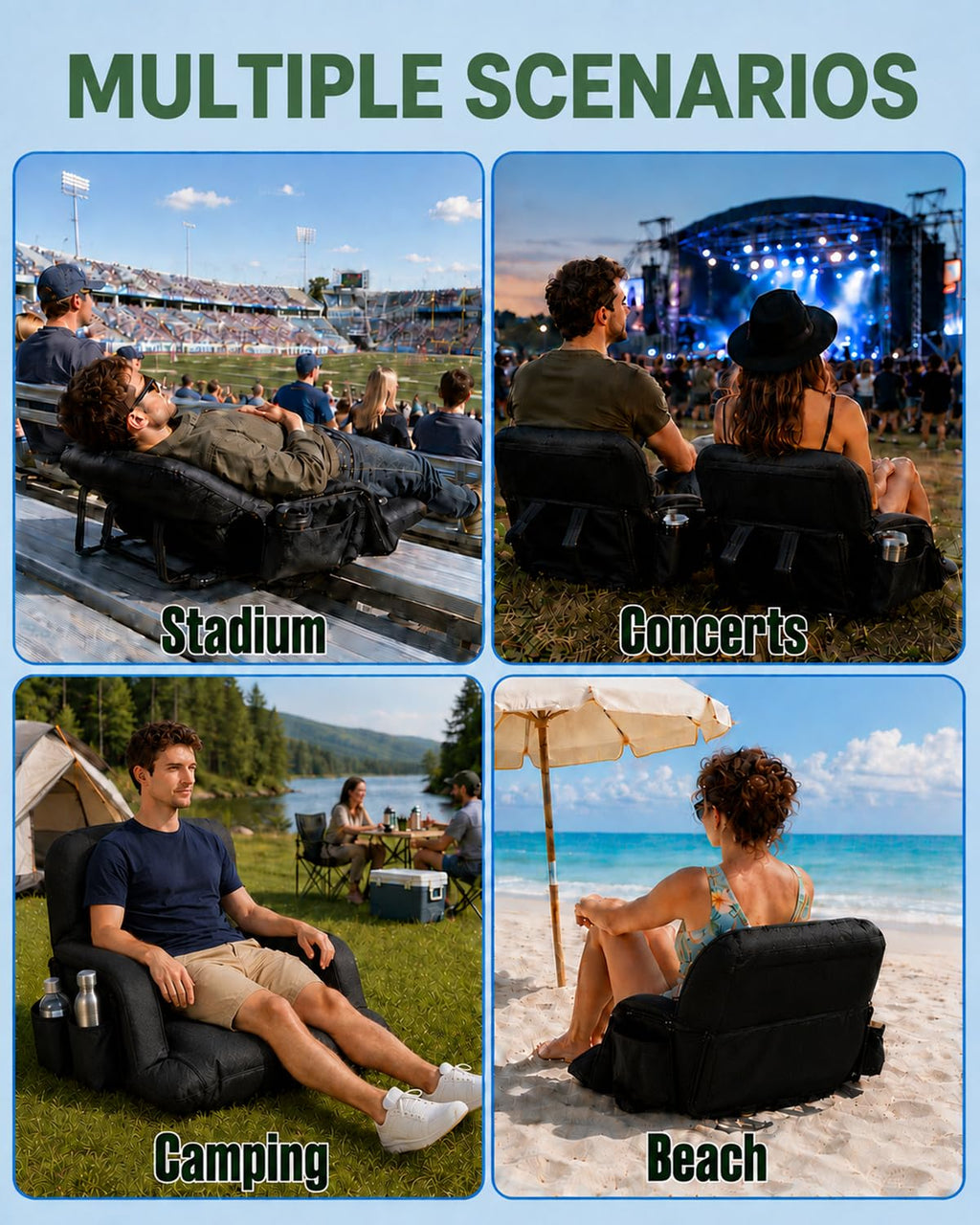 25" Wide Stadium Seats with Armrests & Back Support C994