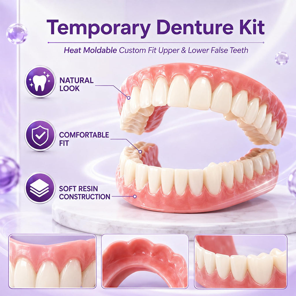 Heat Moldable Custom Fit Upper & Lower False Teeth F62441