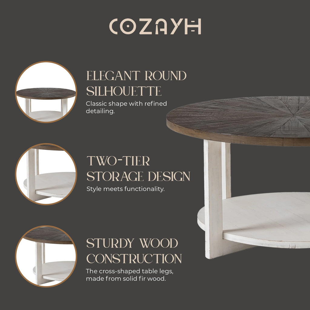 Round Farmhouse Coffee Table P1145
