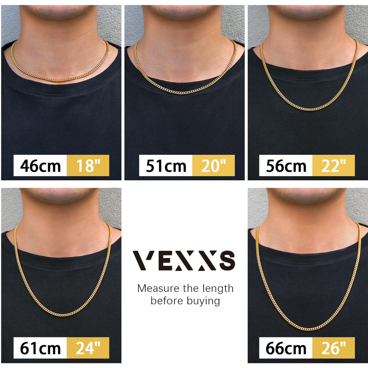 Gold Chain 18K Gold Filled Cuban Link 316L Stainless Steel Necklace F280
