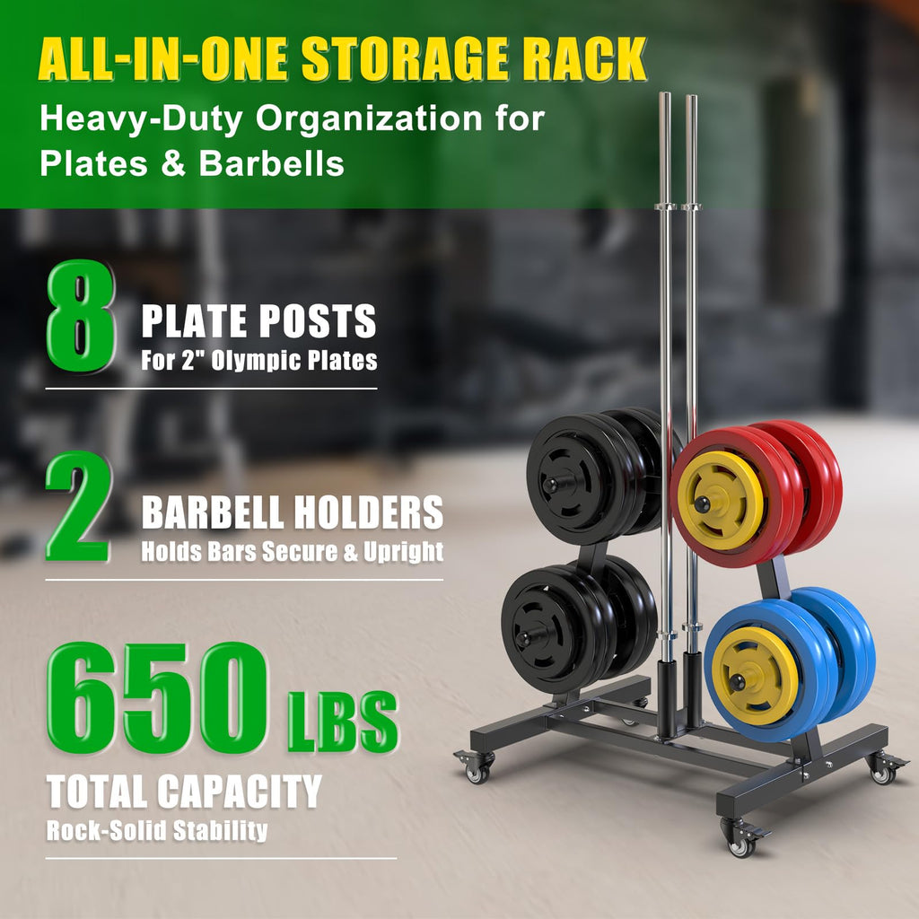 2" Olympic Weight Plate Tree Rack and Barbell Holders O3823