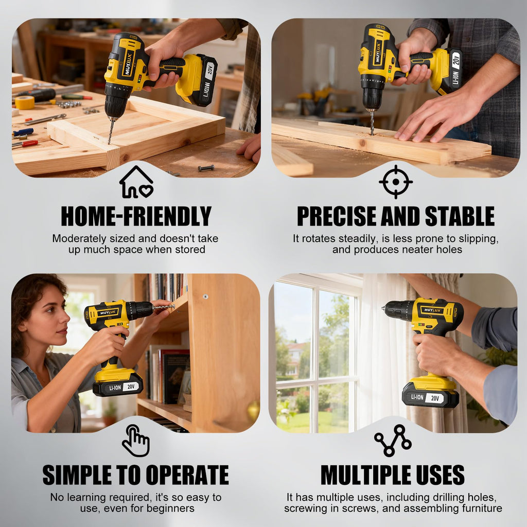 Cordless Drill Set 70PCS with Battery and Charger U9275