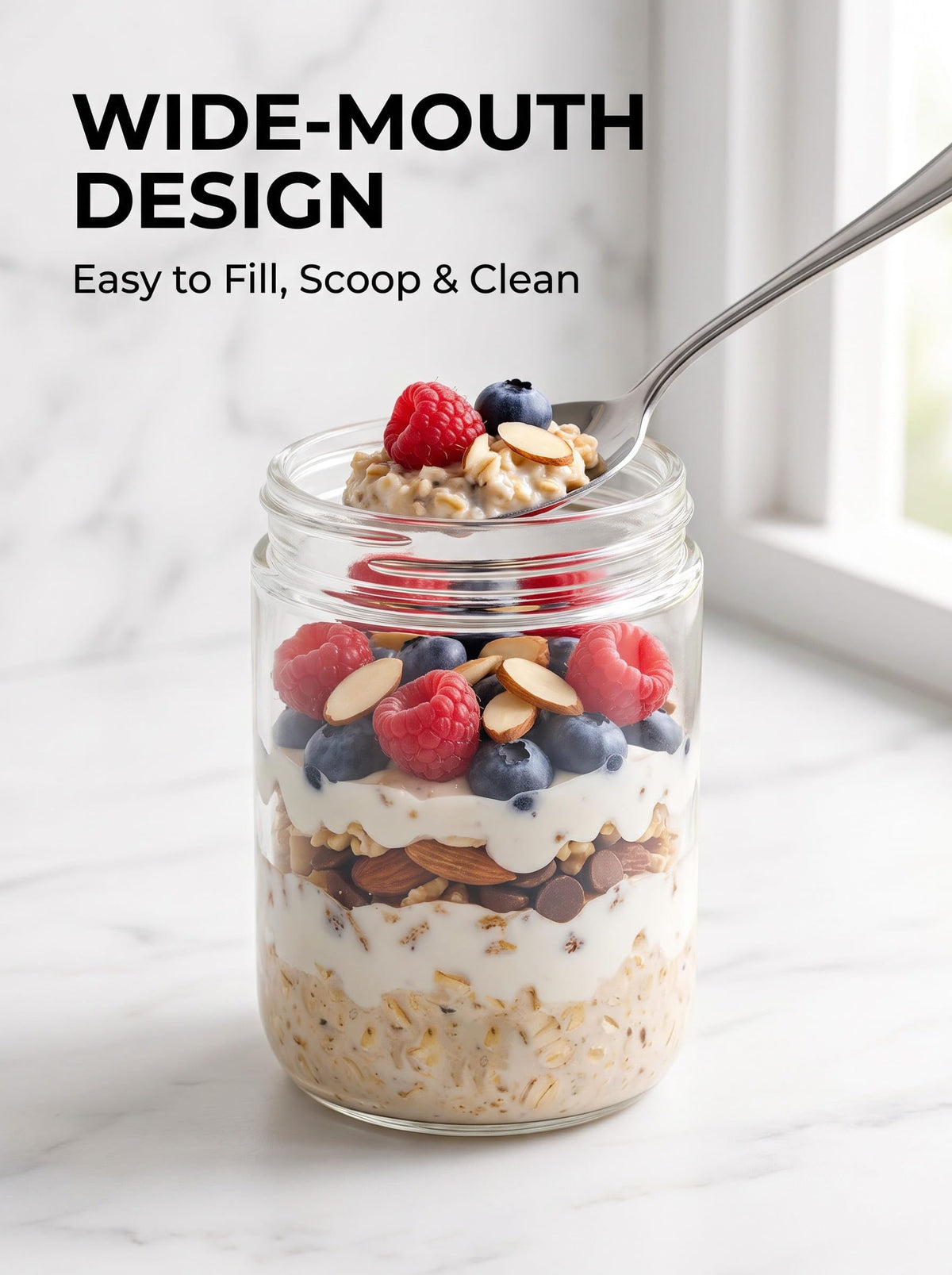 16oz 12-Pack Glass Overnight Oats Jars with Airtight Lids G94949