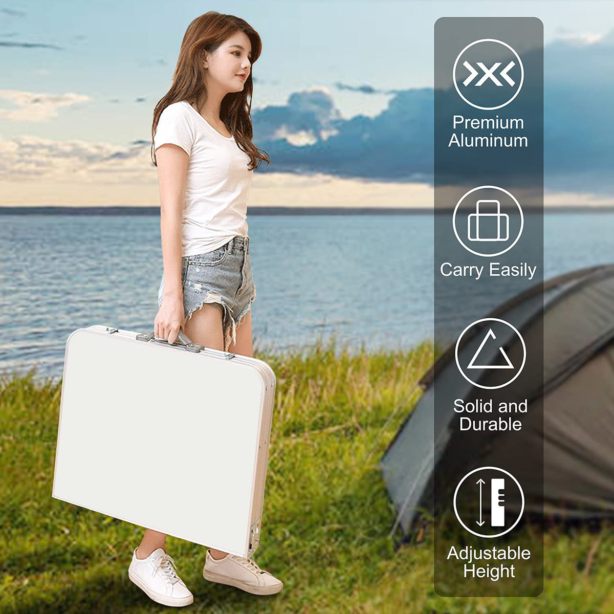 4 FT Aluminum Height Adjustable Folding Camping Table M109838