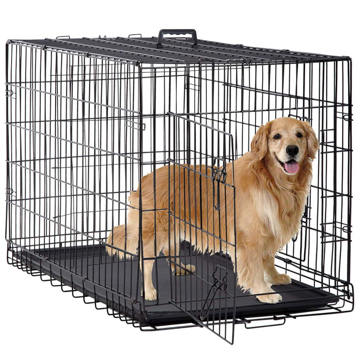 Black Foldable Metal Dog Crate W5890