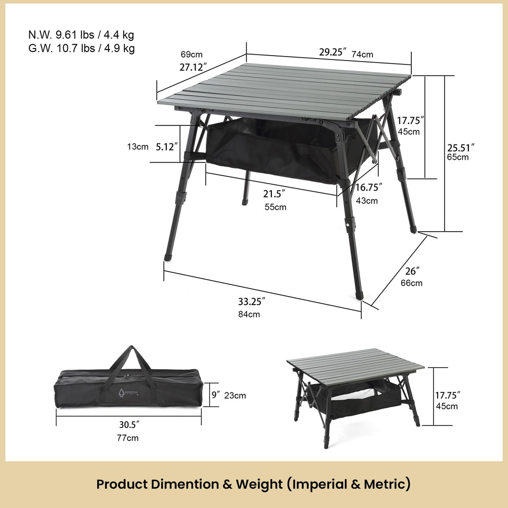 39 in Aluminum Folding Camp Table P848978