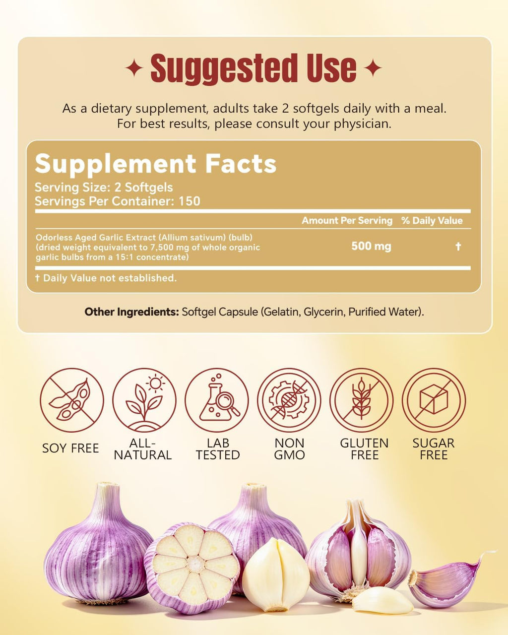 Odorless Aged Garlic Extract Softgels 300 Count R136
