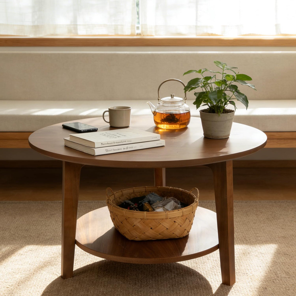 2-Tier Round Wood Coffee Table H74053