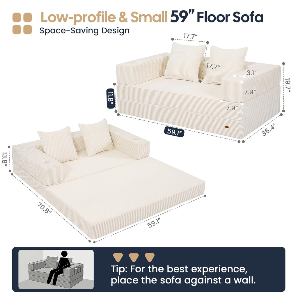 Beige Futon Sofa Bed X744