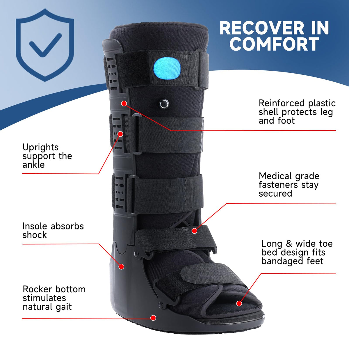 Black Small Tall Inflatable Walking Boot P608792
