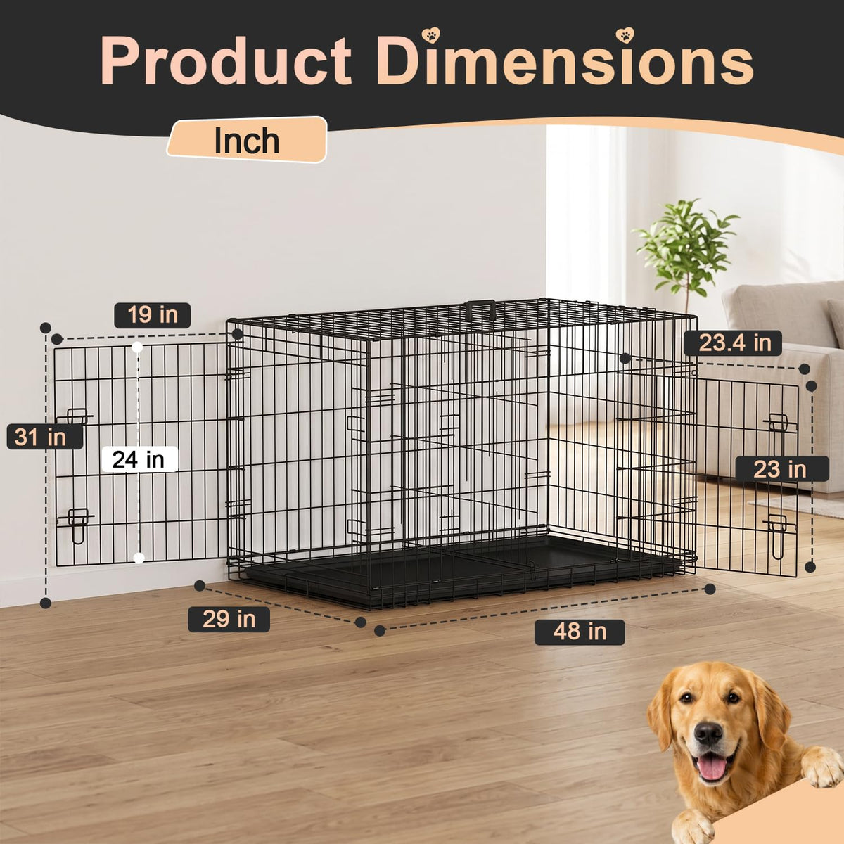 48" Double Door Crate Kennel with Divider I94304