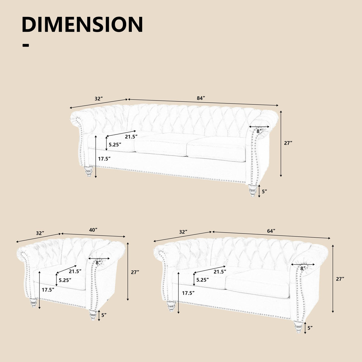 3 Piece Velvet Sectional Sofa Chair Set X208