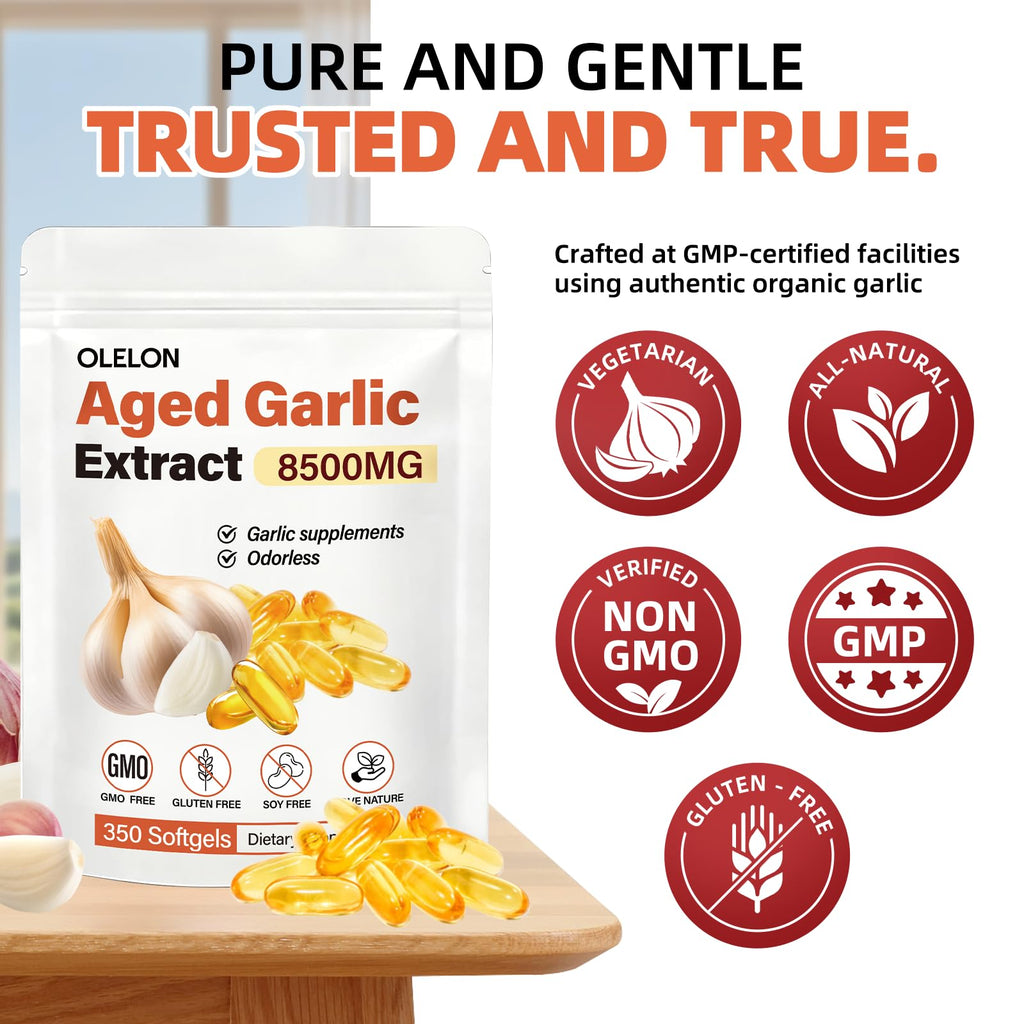 Aged Garlic Extract 350 Softgels Odorless Organic Garlic Supplement F4103