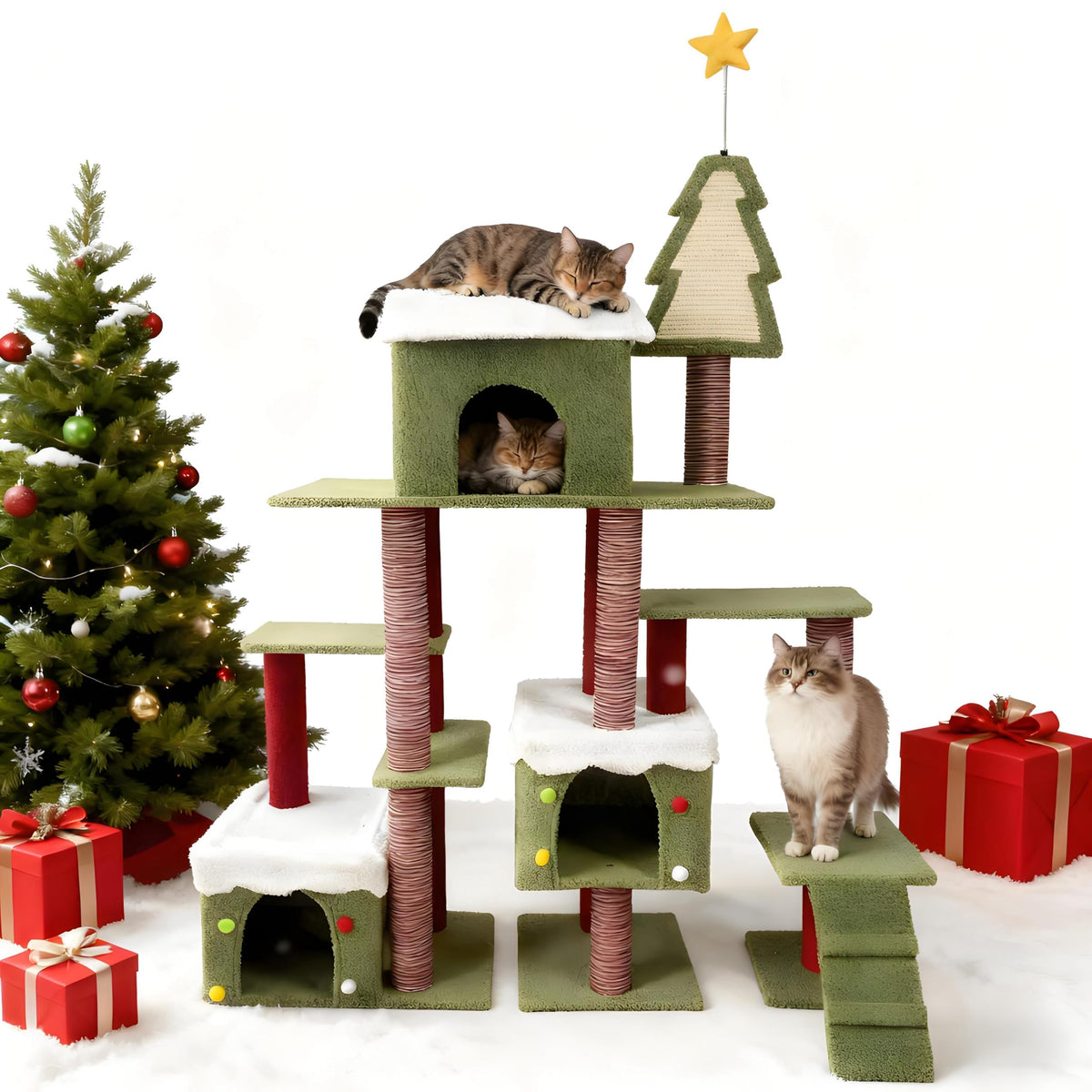 70.8" Cat Tree Tower with Scratching Post & Ladder D99879