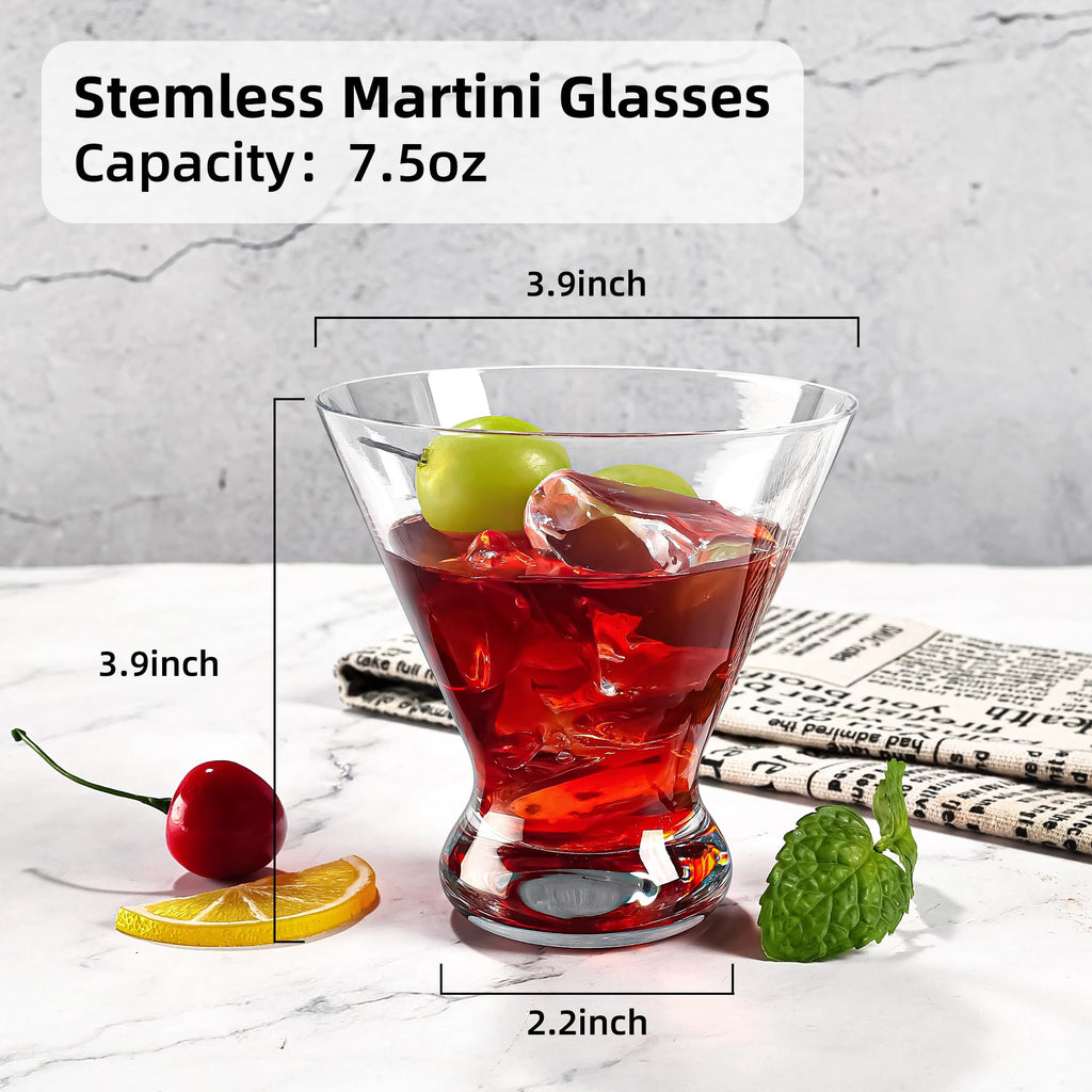 Stemless Martini Glasses Set of 12, 7.5 oz L461392