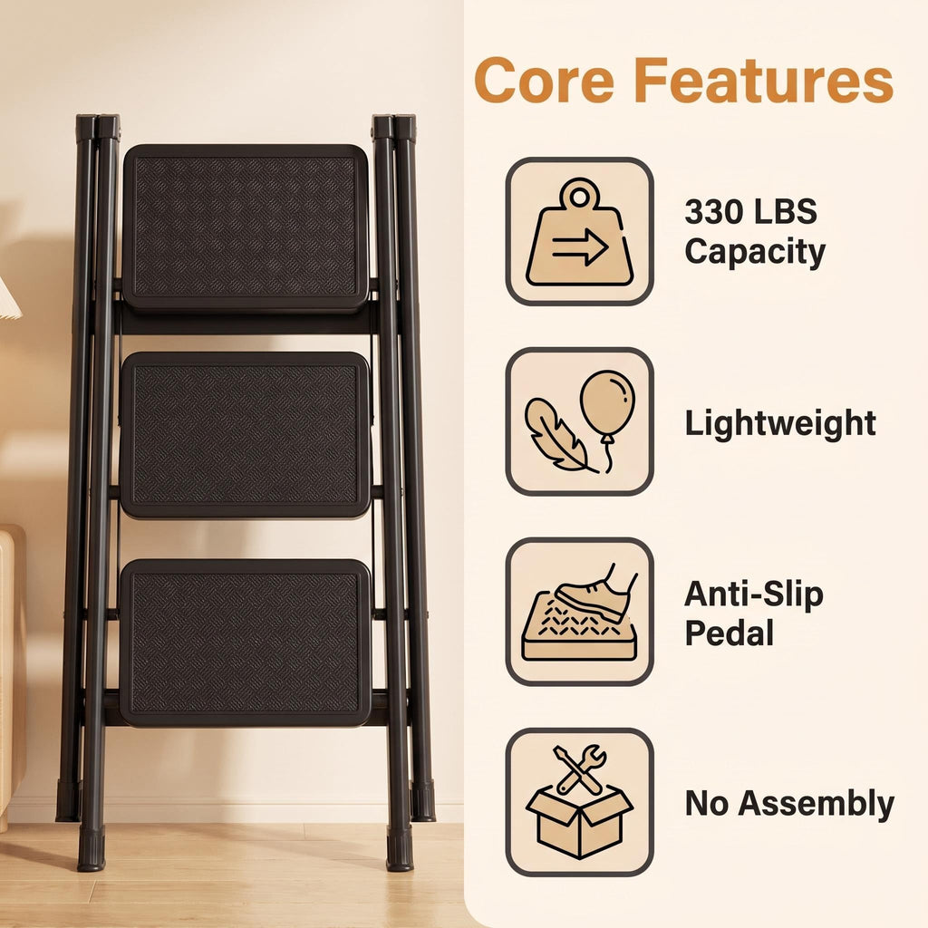 3-Step Aluminum Folding Ladder F183