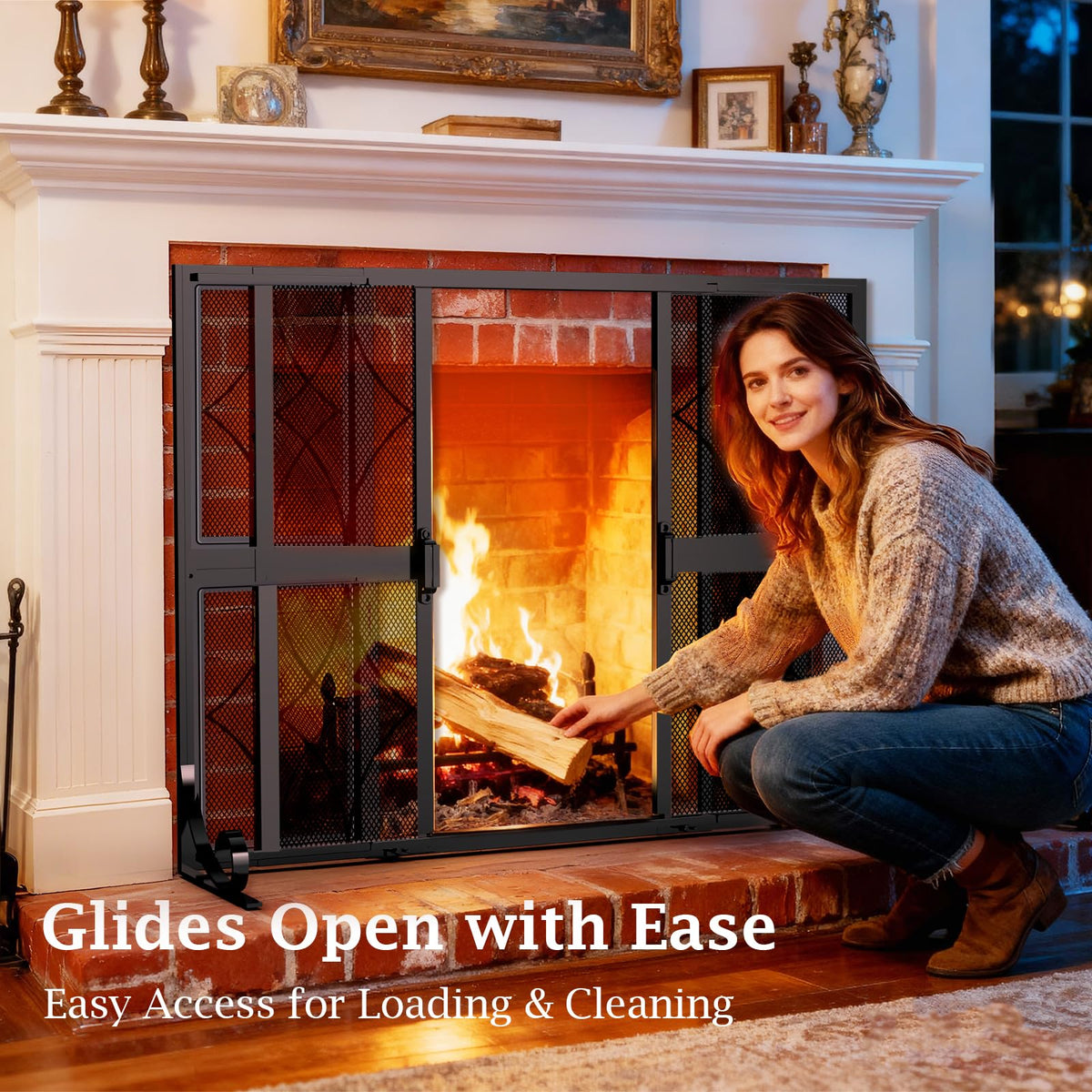 Fireplace Screen with Sliding Doors J6306
