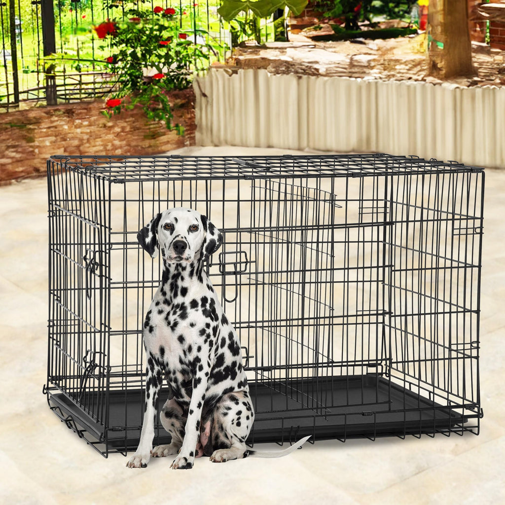 Black Foldable Metal Dog Crate W5890