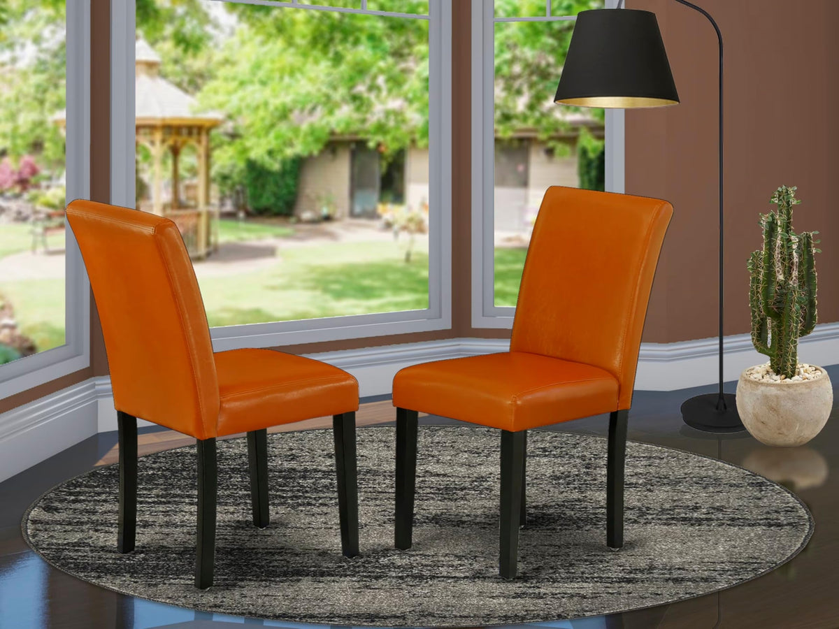 Baked Bean Faux Leather Upholstered Dining Chairs Set of 2 L390