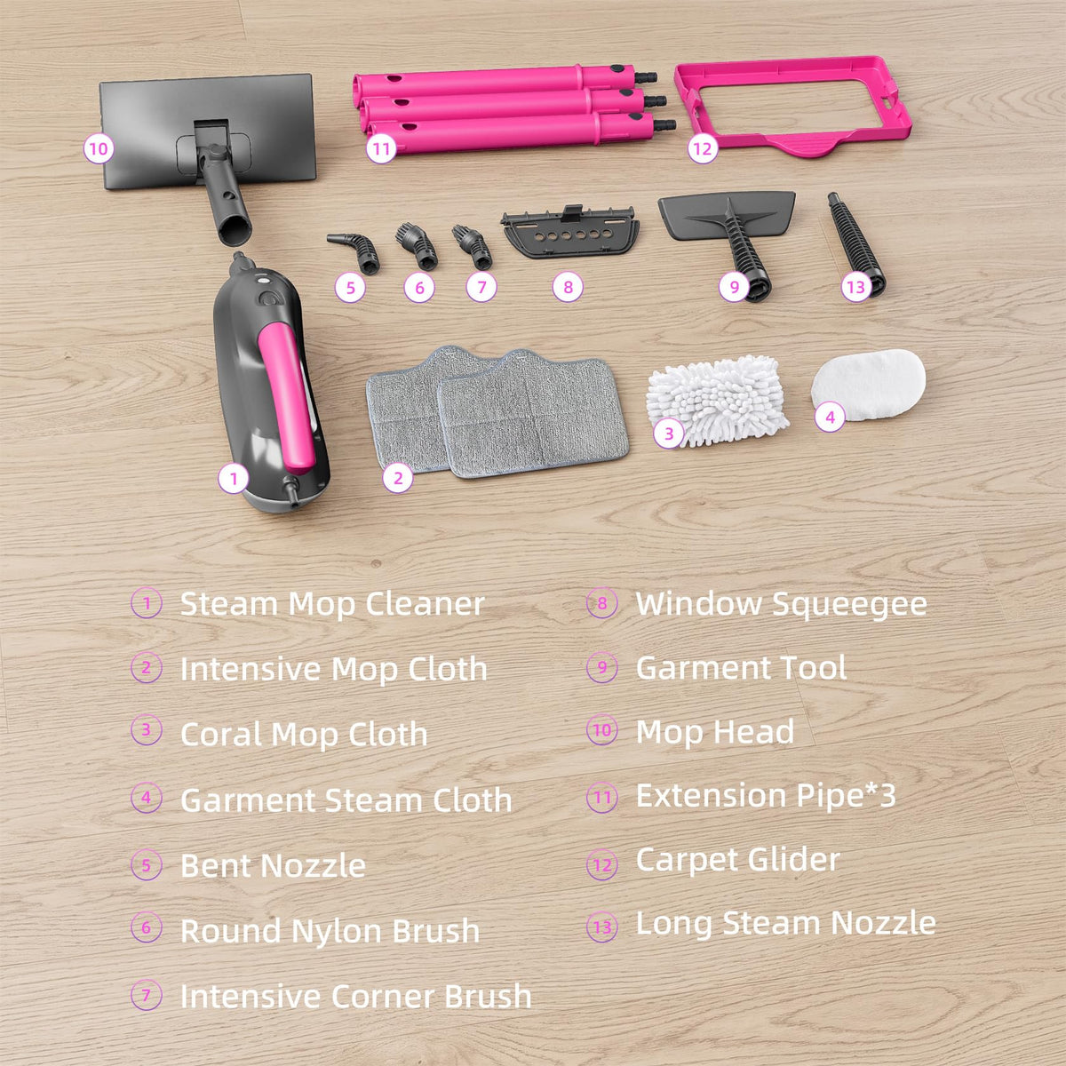 9-in-1 Detachable Handheld Steam Mop G716
