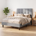 Twin Upholstered Platform Bed Frame with Headboard, Grey Z4587